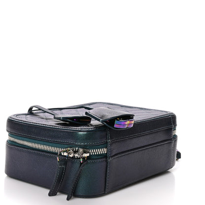 Chanel Iridescent Caviar Quilted Medium CC Filigree Vanity Case Dark Turquoise 4 of 13