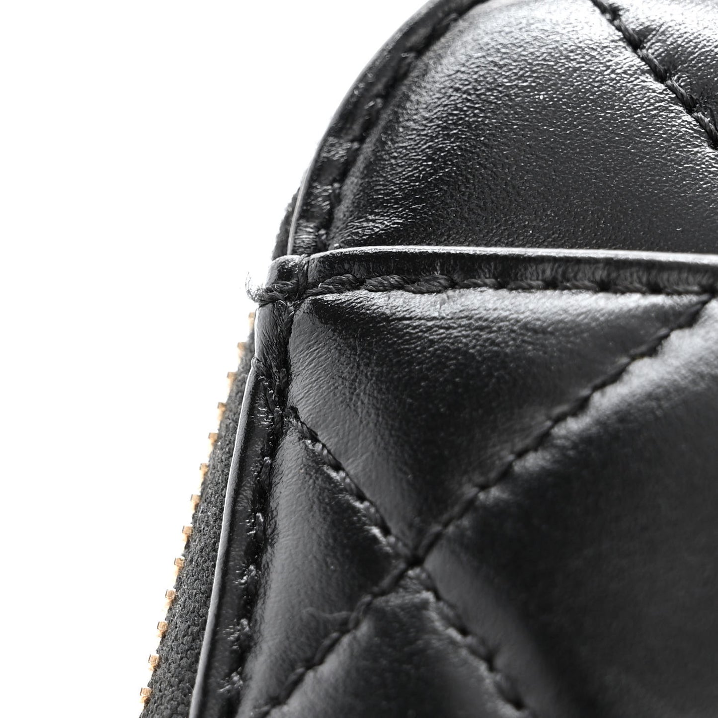 Shiny Calfskin Quilted Top Handle Vanity Black