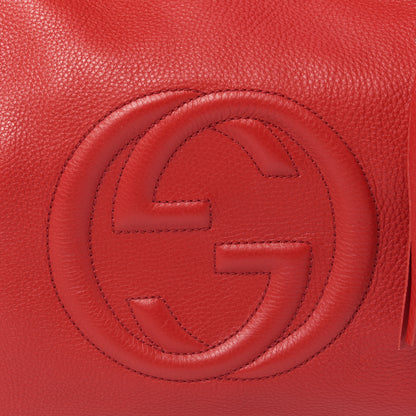 Gucci Pebbled Calfskin Large Soho Shoulder Bag Red 8 of 10