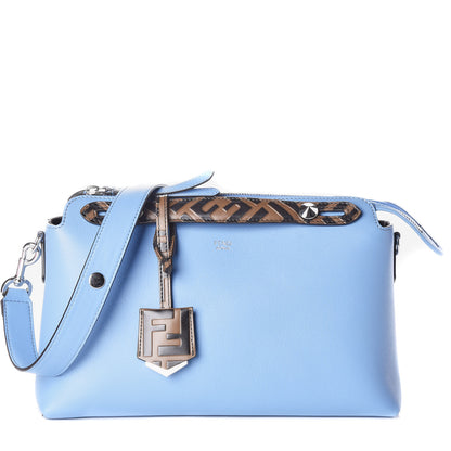 Fendi Vitello Dolce Bi-Color FF 1974 Embossed Medium By The Way Boston Bag Nebula Maya Black 1 of 13