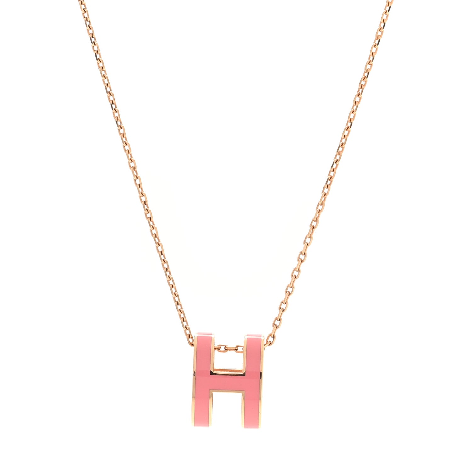 Lacquered Rose Gold Pop H Pendant Necklace Rose Azalee