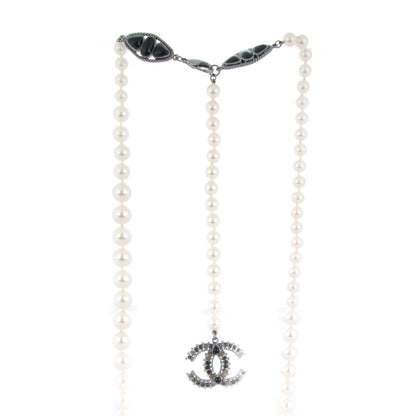 Chanel Pearl Gripoix Ruthenium CC Long Necklace Black 3 of 4