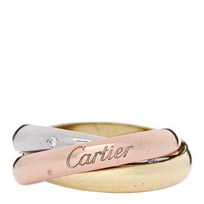 Cartier 18K Pink Yellow White Gold Diamond Trinity Ring 54 7 1 of 4
