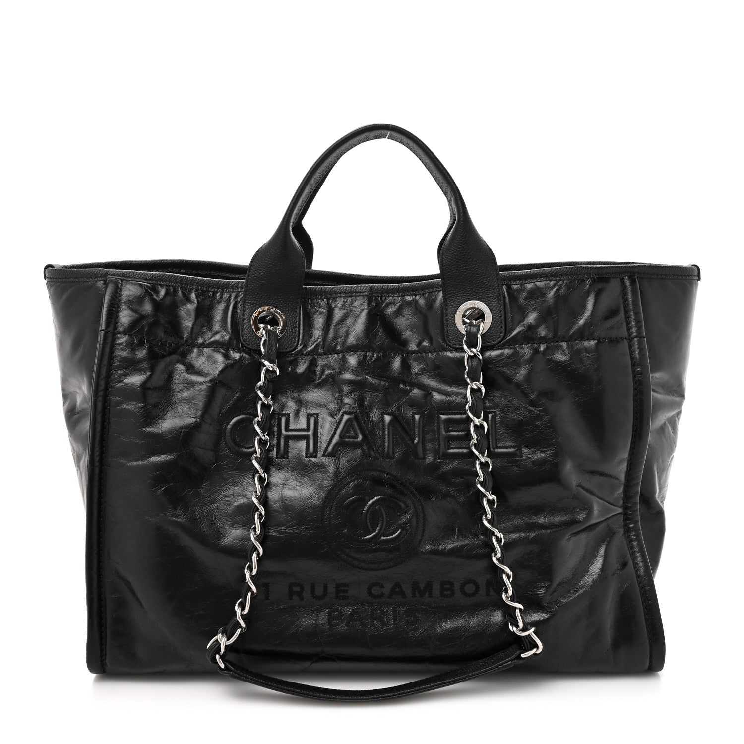 Chanel Glazed Calfskin Medium Deauville Tote Black 1 of 13