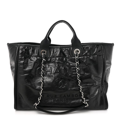 Chanel Glazed Calfskin Medium Deauville Tote Black 1 of 13