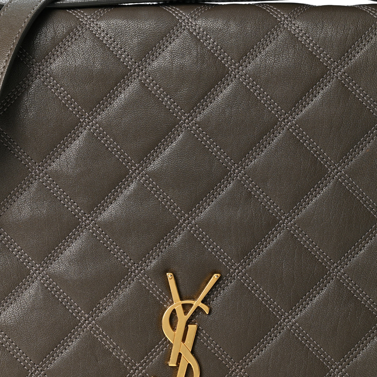 Lambskin Quilted Mini Becky Chain Bag Grey Kaki
