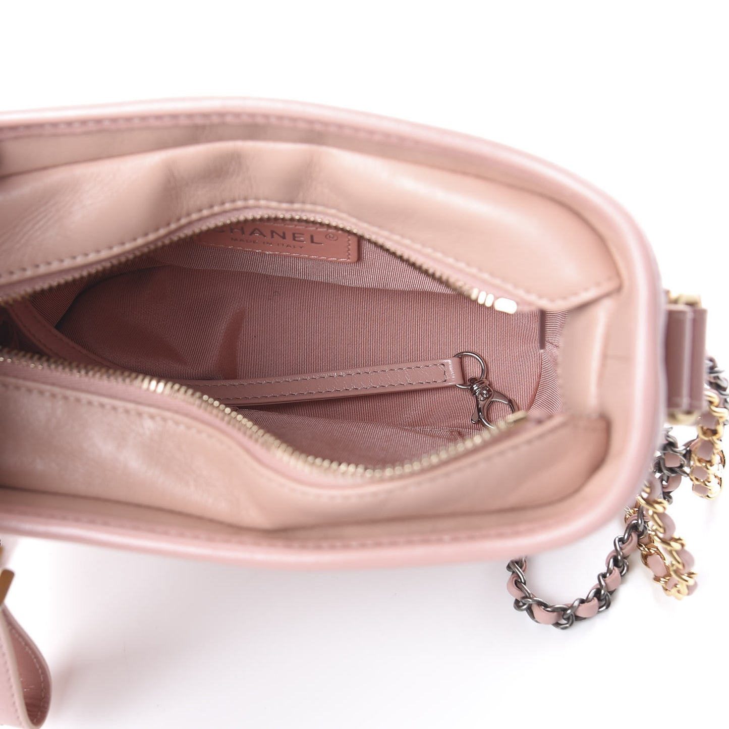 Aged Calfskin Chevron Quilted Small Gabrielle Hobo Pink