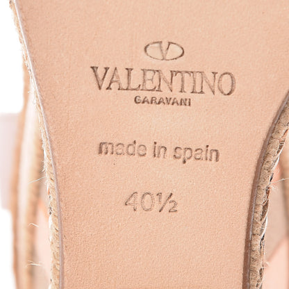 Valentino Garavani Calfskin Canvas Native Couture 1975 Espadrille Wedge Sandals 40.5 Water Rose Multicolor 6 of 8