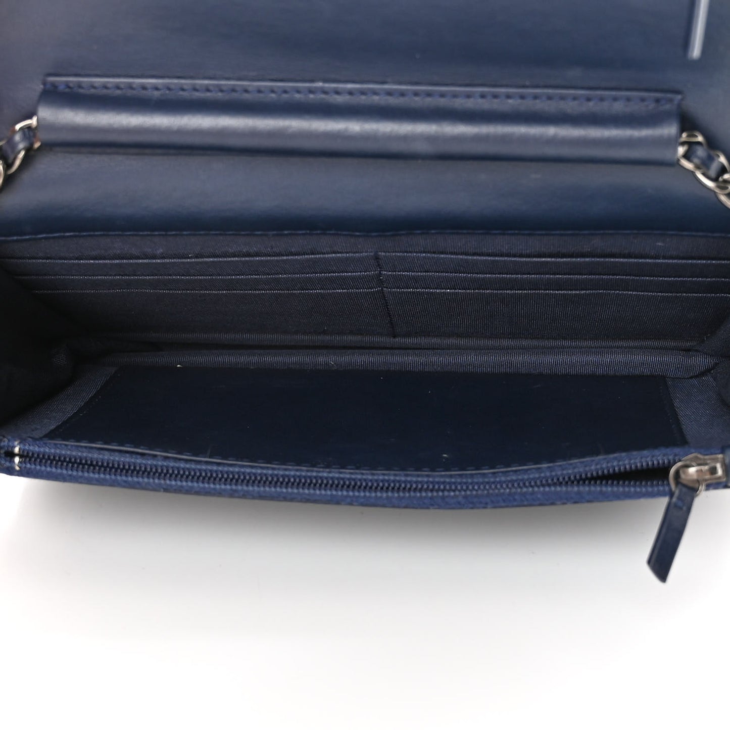 Caviar Quilted Boy Wallet On Chain WOC Navy