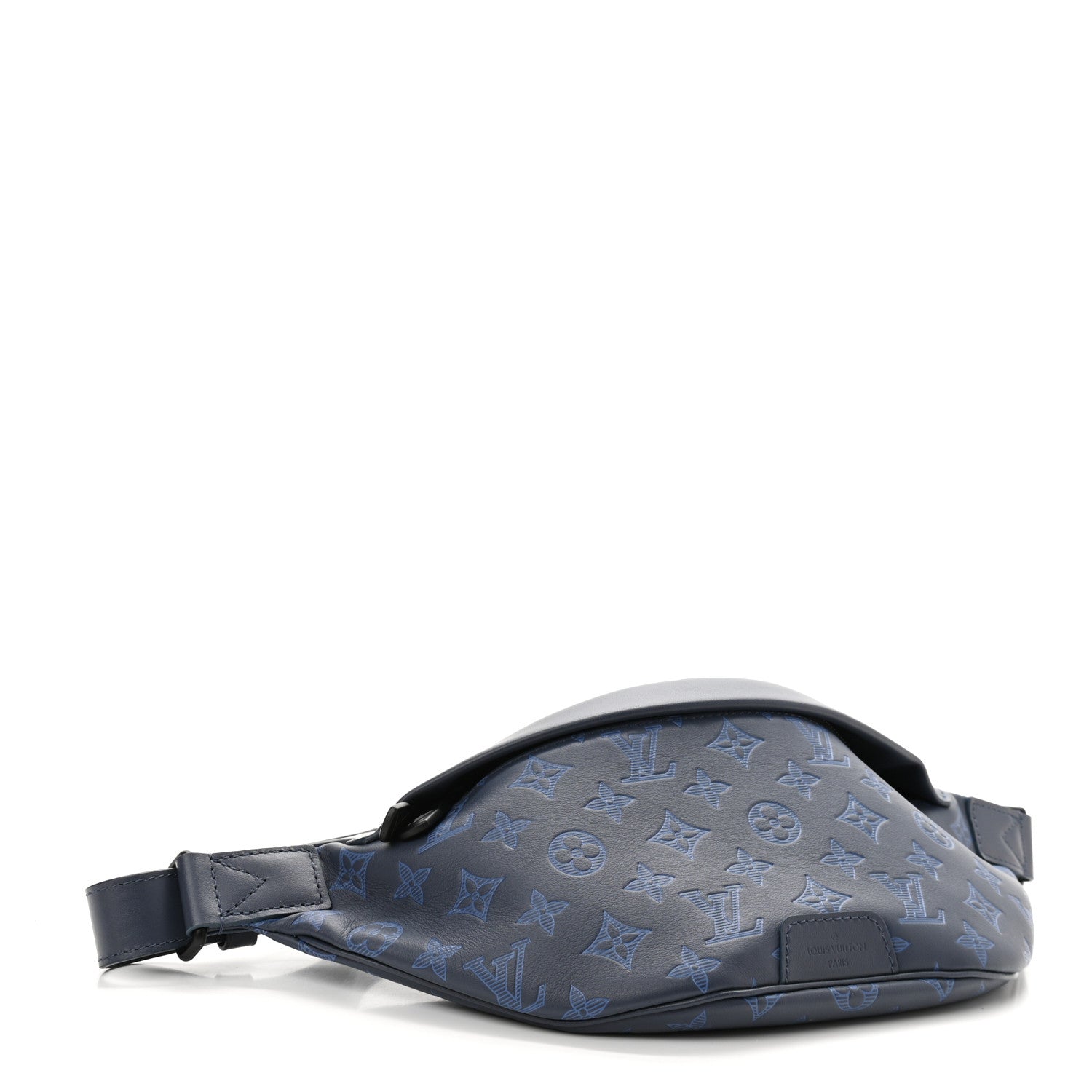 Louis Vuitton Calfskin Monogram Shadow Discovery Bumbag PM Navy Blue 3 of 10