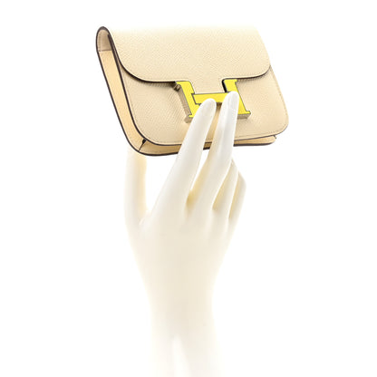 Hermes Epsom Enamel Constance Slim Wallet Nata Lime 2 of 11