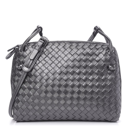 Bottega Veneta Metallic Nappa Intrecciato Nodini Crossbody Messenger Dark Grey 1 of 9