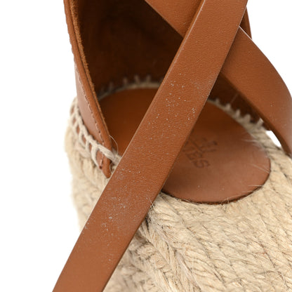 Hermes Calfskin Tivoli Espadrille Wedge Sandals 38 Naturel 10 of 11