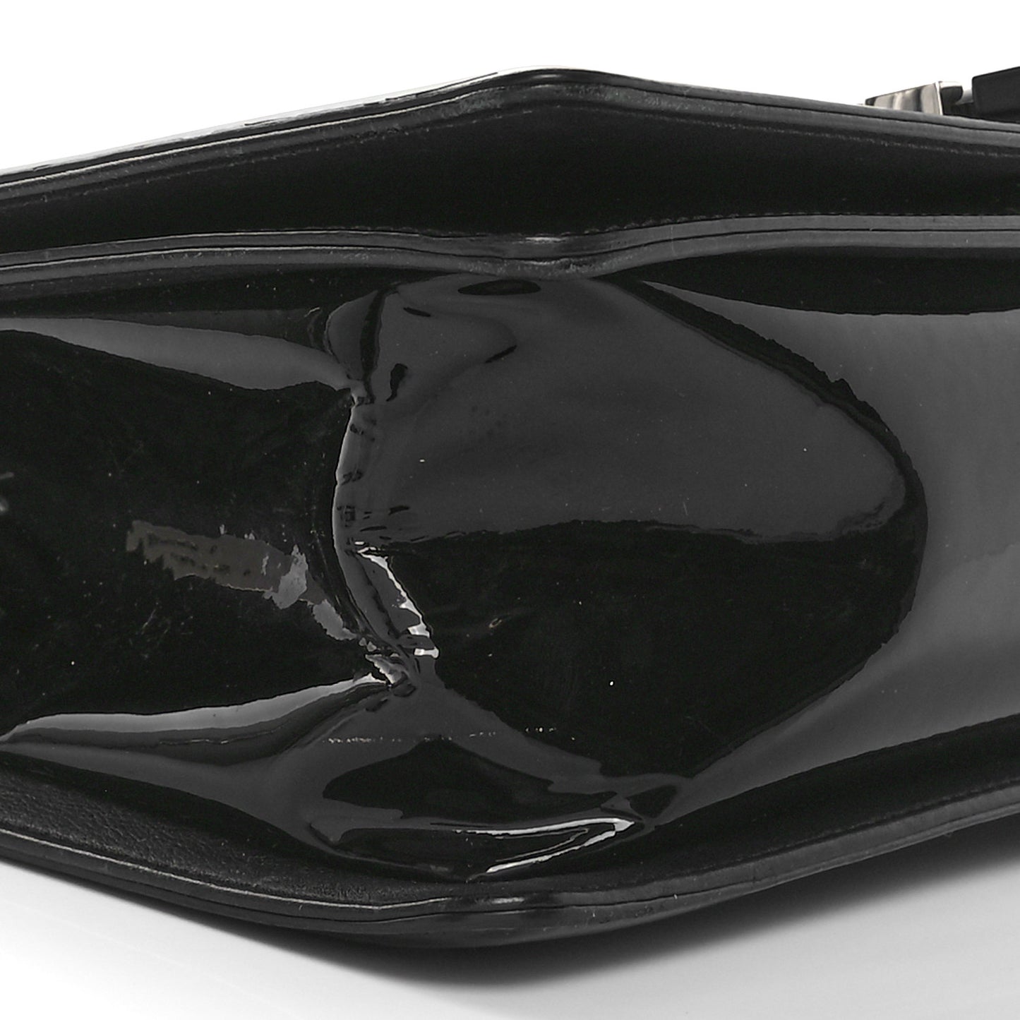 Patent Calfskin Quilted Medium Plexiglass Boy Flap Black