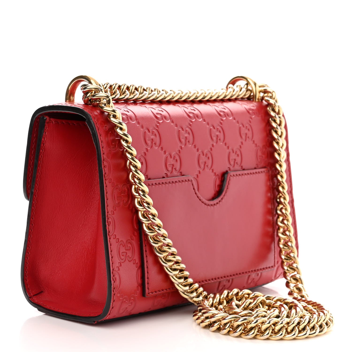 Gucci Guccissima Small Padlock Shoulder Bag Hibiscus Red 3 of 12