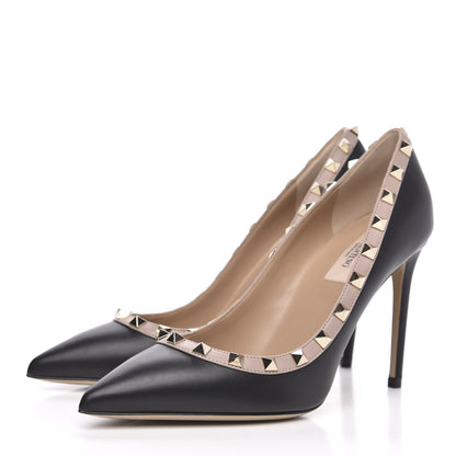 Valentino Garavani Nappa Rockstud 100mm Pumps 37.5 Black Poudre 3 of 9