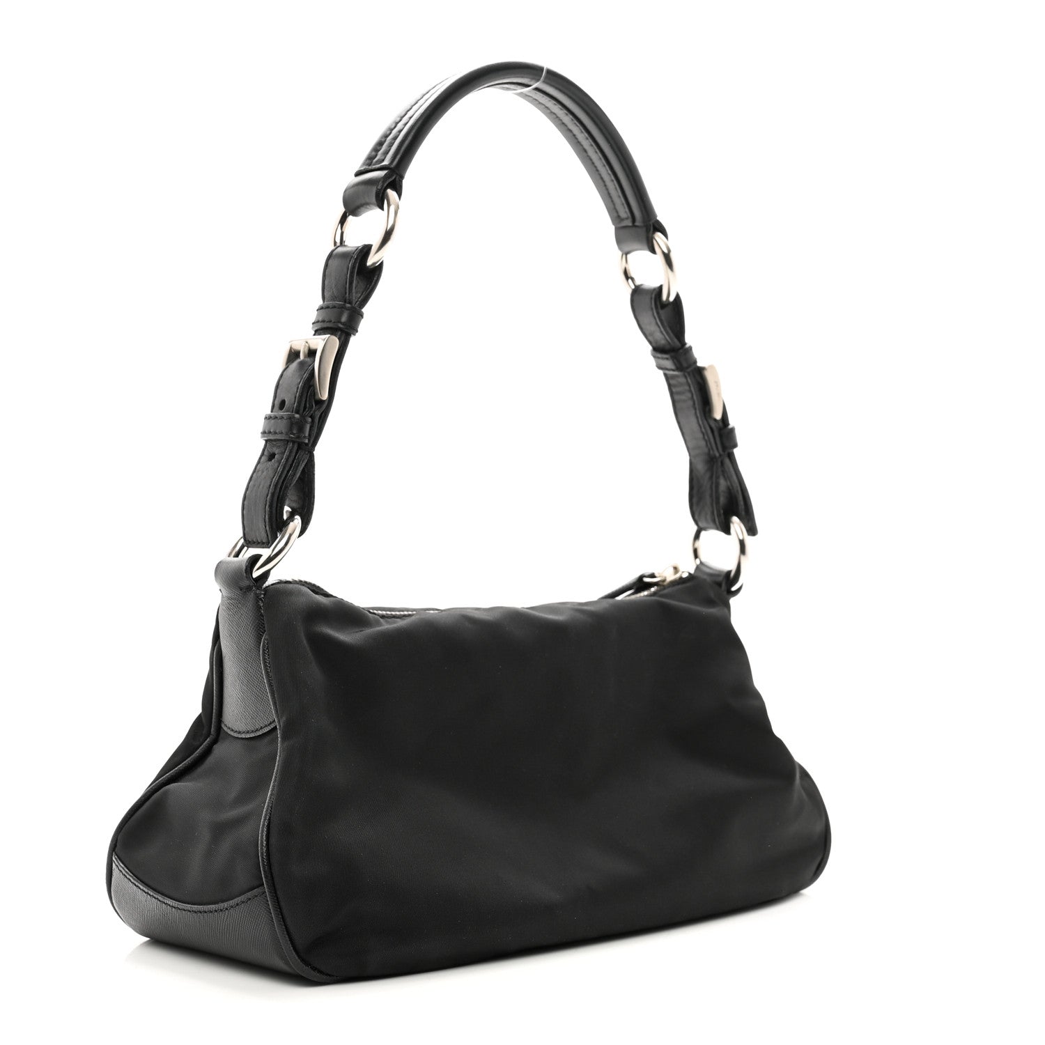 Prada Tessuto Nylon Saffiano Shoulder Bag Black 3 of 10