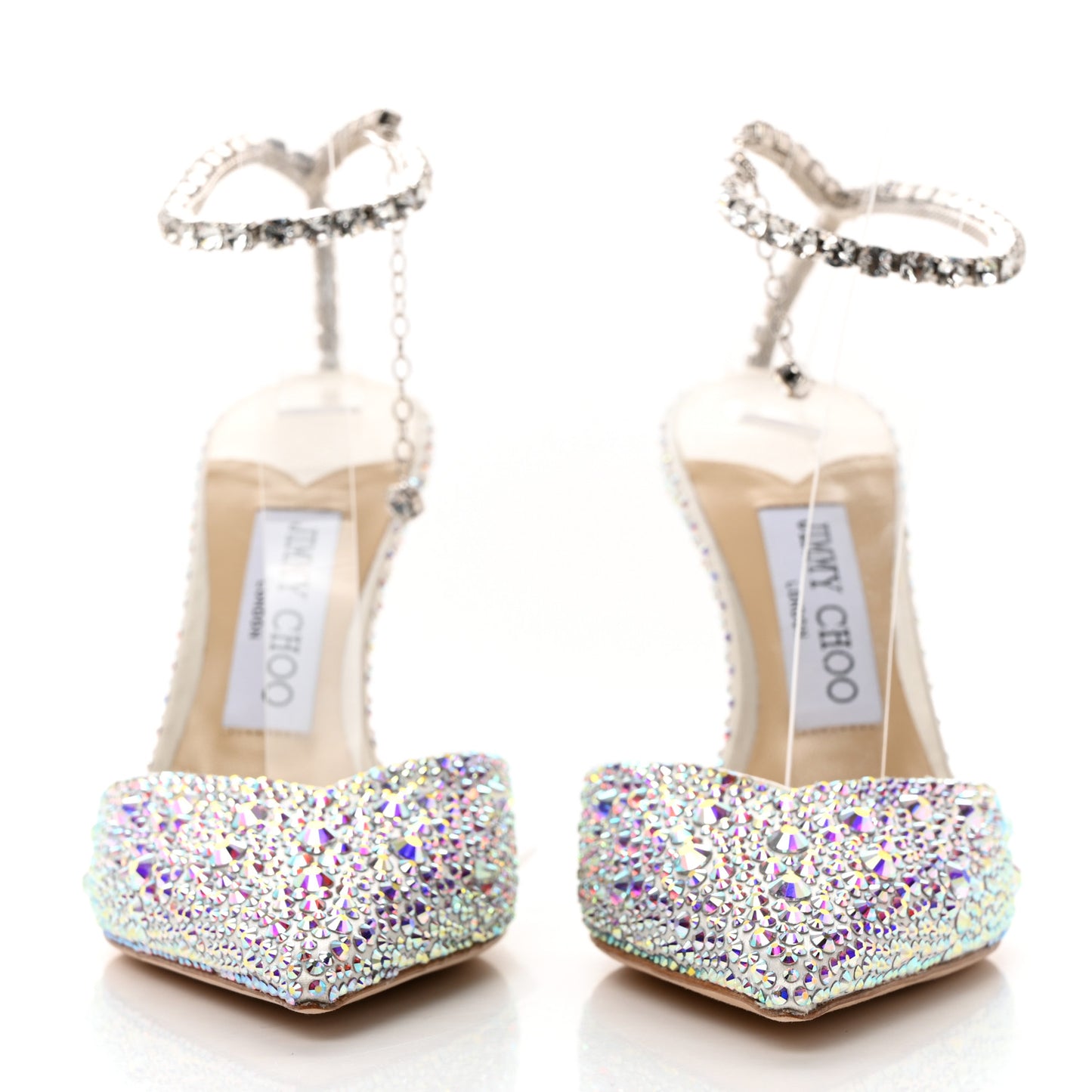 Satin Crystal Saeda 100 Pumps 37 Ivory