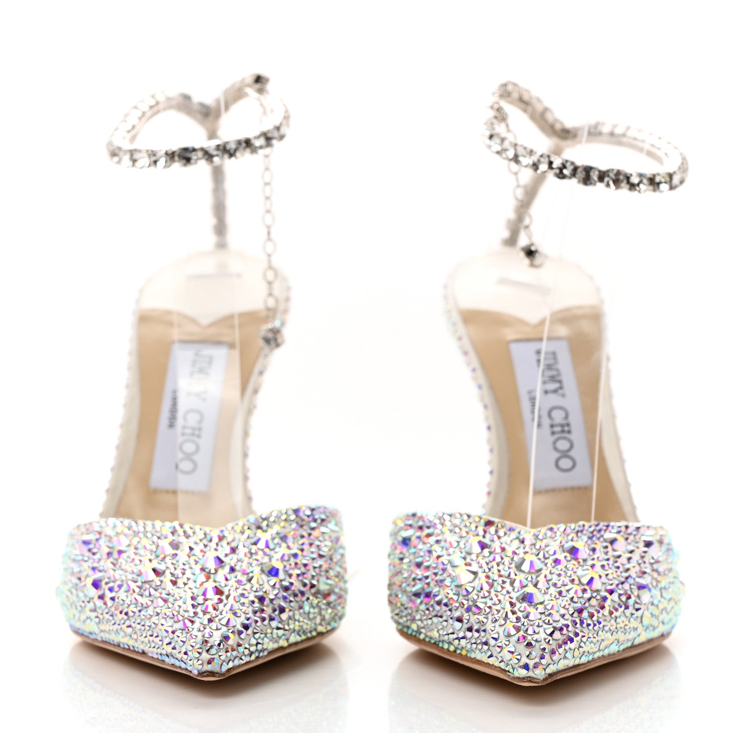 Jimmy Choo Satin Crystal Saeda 100 Pumps 37 Ivory 2 of 8