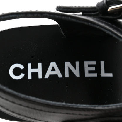 Chanel Calfskin Chain Sandals 35.5 Black 8 of 9