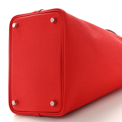 Hermes Epsom Tressage De Cuir Picotin Lock 18 PM Rouge Coeur Bleu du Nord Rouge H 7 of 8