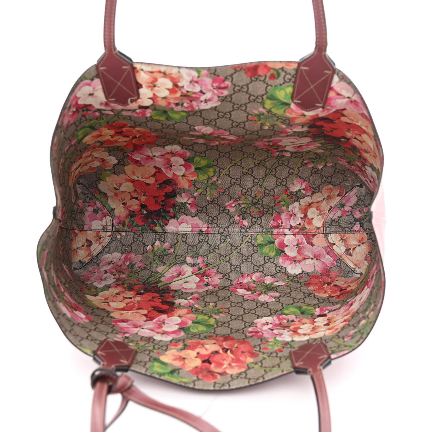Gucci GG Supreme Monogram Blooms Medium Reversible Tote Beige Multicolor Dry Rose 13 of 22