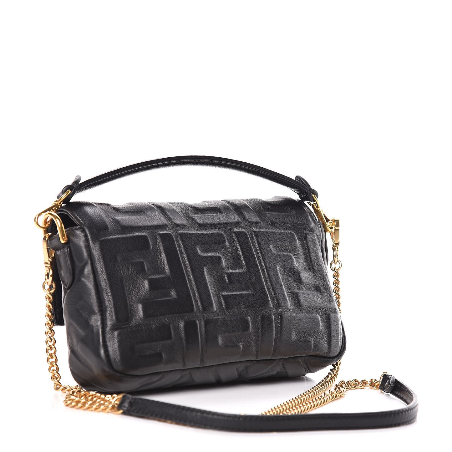 Nappa FF 1974 Embossed Mini Baguette Black