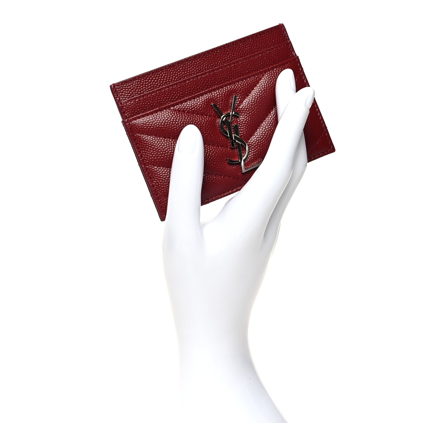 Grain De Poudre Matelasse Chevron Monogram Credit Card Case Opyum Red