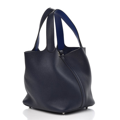 Hermes Taurillon Clemence Picotin Lock 22 MM Bleu Nuit Bleu Electrique 3 of 7