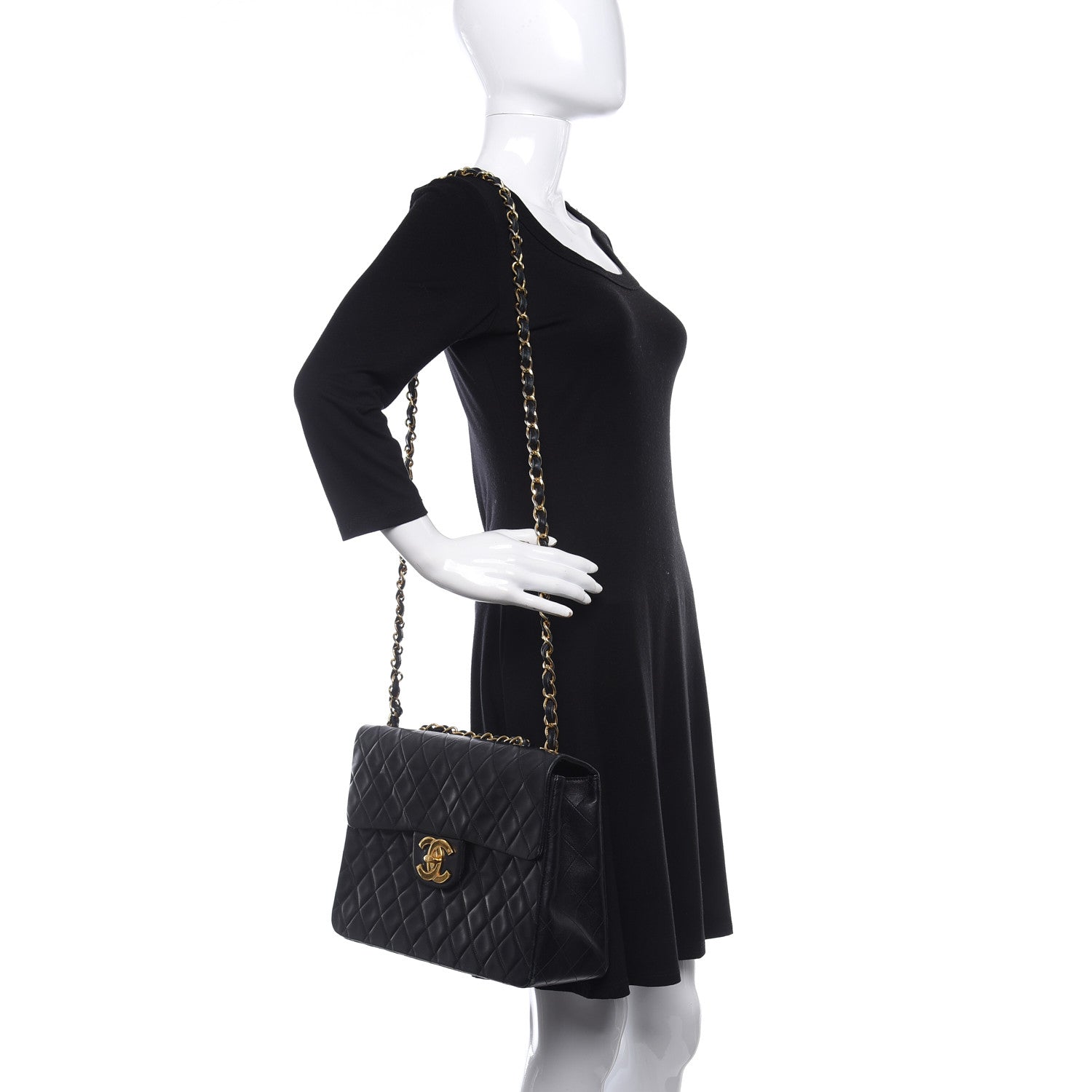 Chanel Lambskin Quilted XL Jumbo Single Flap Black 2 of 10