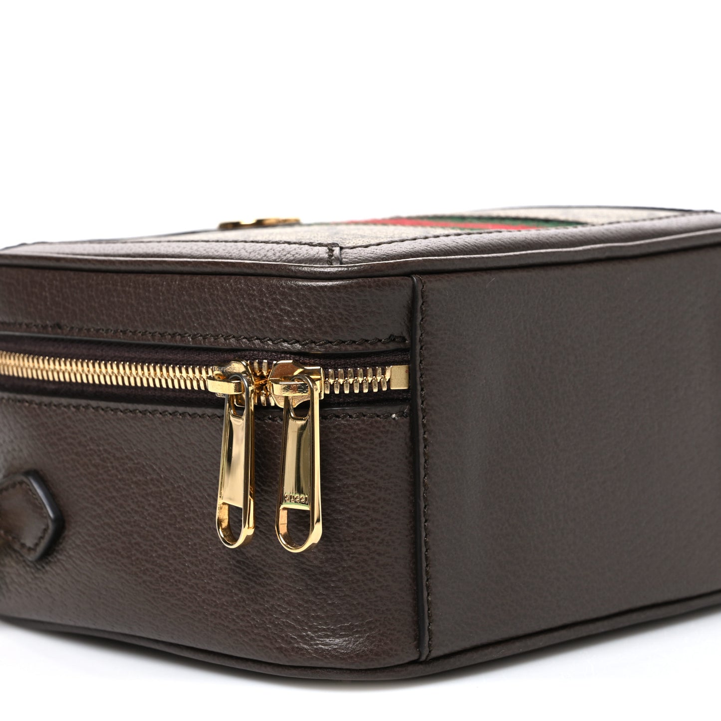 GG Supreme Monogram Textured Dollar Calfskin Mini Ophidia Top Handle Square Shoulder Bag Beige Ebony New Acero