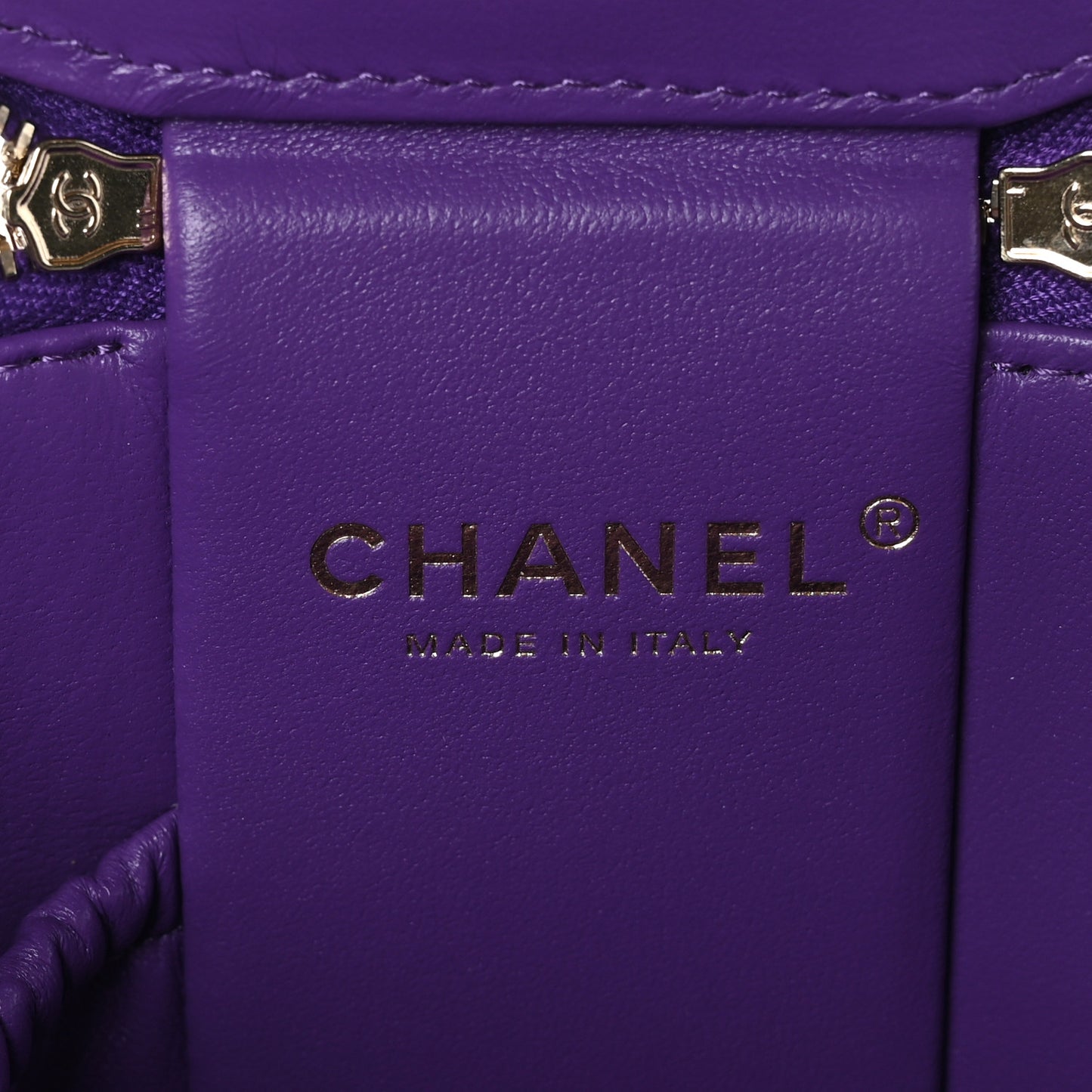 Lambskin Quilted Afternoon Tea Top Handle Vanity With Chain Purple