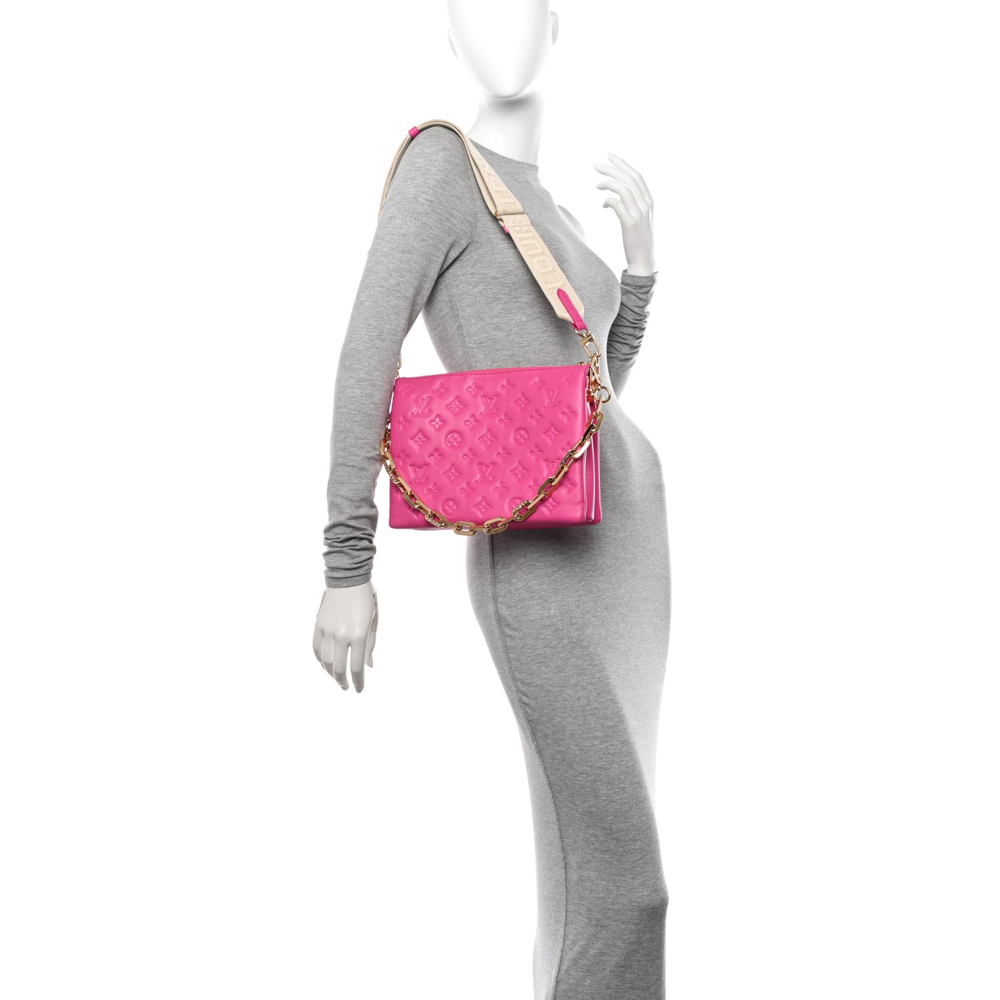 Lambskin Embossed Monogram Coussin PM Rose Miami
