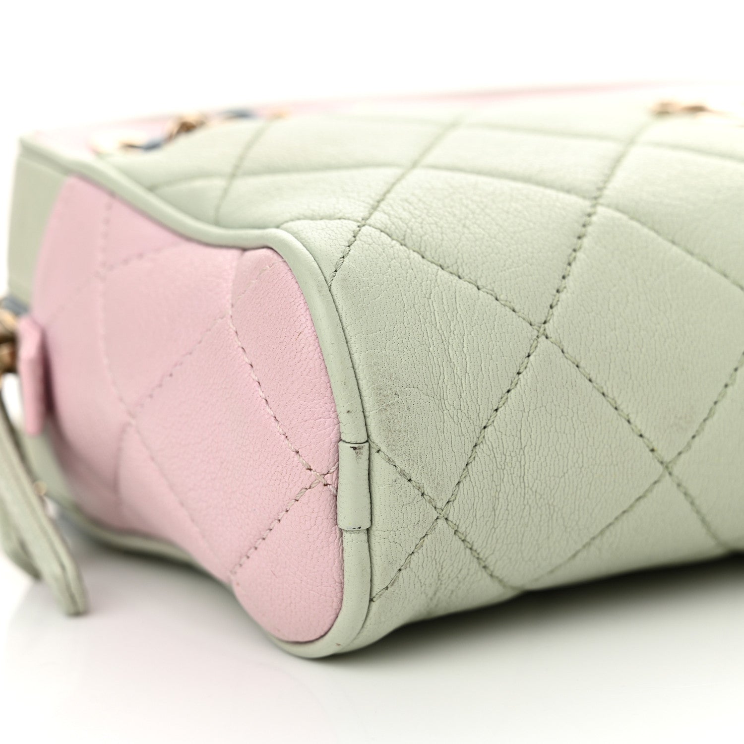 Chanel Goatskin Quilted Tri-Color Small In & Out Camera Case Green Blue Pink 10 of 12