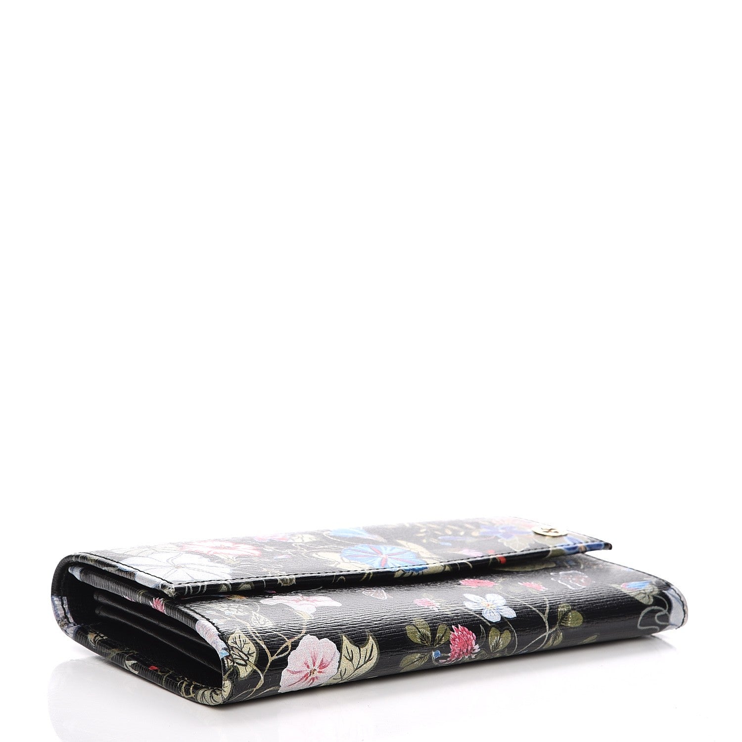 Gucci Shangai Calfskin Flora Knight Flap Wallet Black 4 of 7
