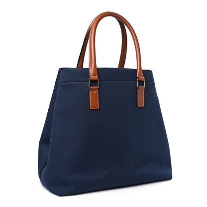 Celine Canvas Calfskin Horizontal Cabas Navy Tan 3 of 8