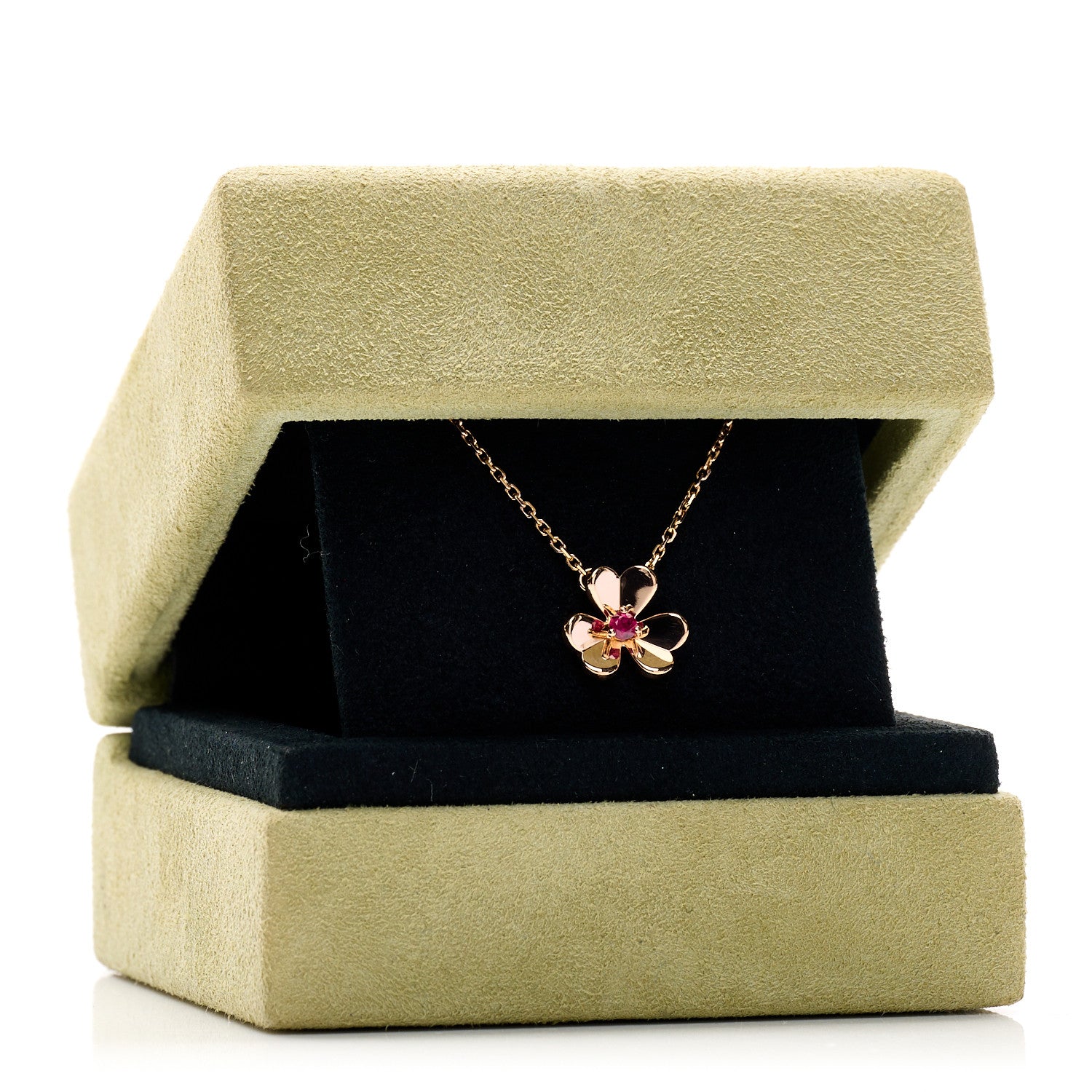 Van Cleef & Arpels 18K Rose Gold Ruby Mini Frivole Pendant Necklace 5 of 5