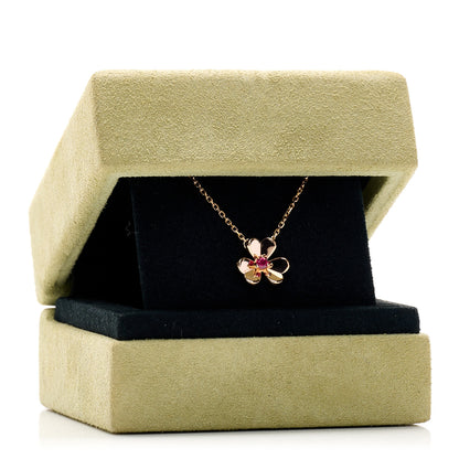 Van Cleef & Arpels 18K Rose Gold Ruby Mini Frivole Pendant Necklace 5 of 5