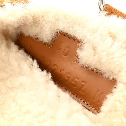 Hermes Suede Goatskin Woolskin Womens Chypre Sandals 40 Naturel Ecru 9 of 10