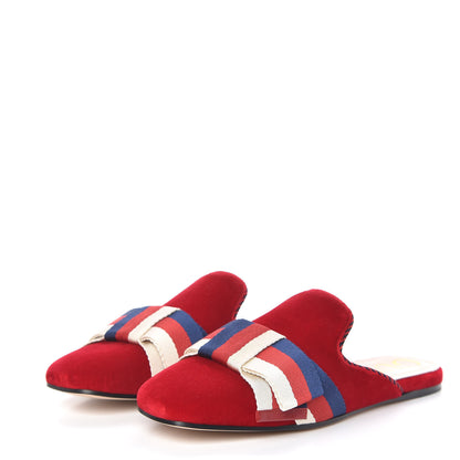 Gucci Velvet Sylvie Bow Slippers 38 Hibiscus Red 4 of 9