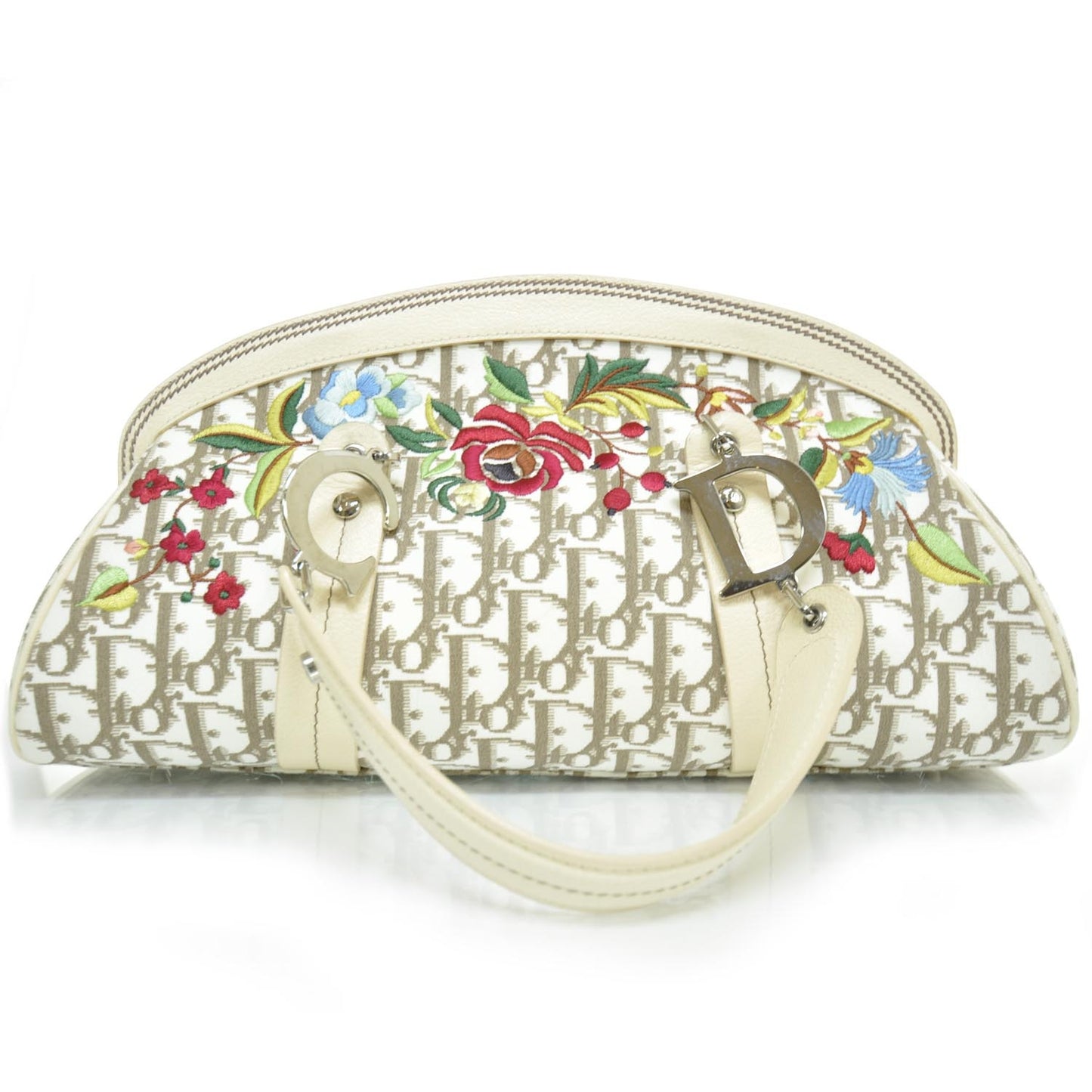 Monogram Vintage Flowers Frame Satchel