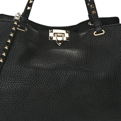 Valentino Garavani Pebbled Calfskin Medium Rockstud Tote Black 7 of 10