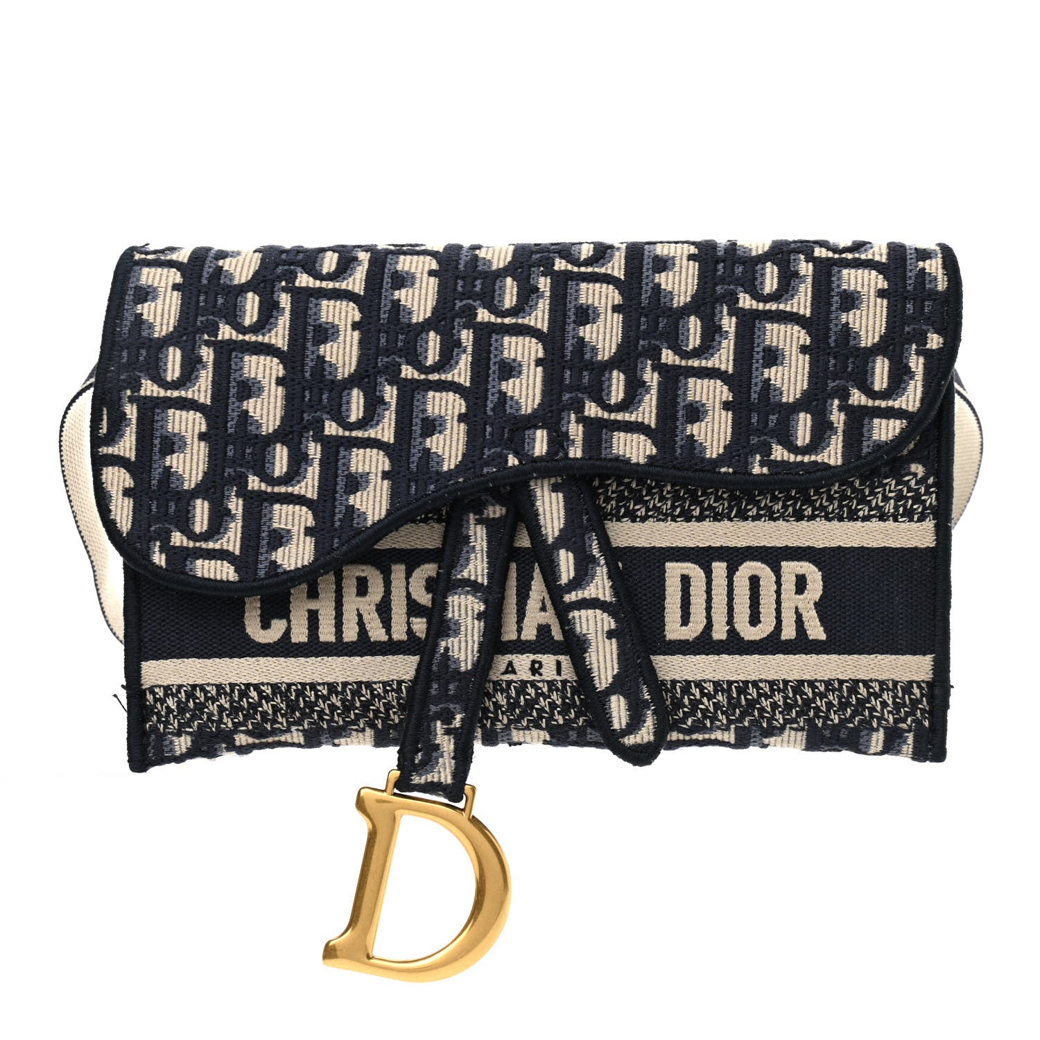 Christian Dior Oblique Slim Saddle Pouch Blue 1 of 12