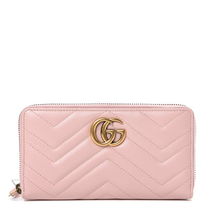 Gucci Calfskin Matelasse GG Marmont Zip Around Wallet Perfect Pink 1 of 7