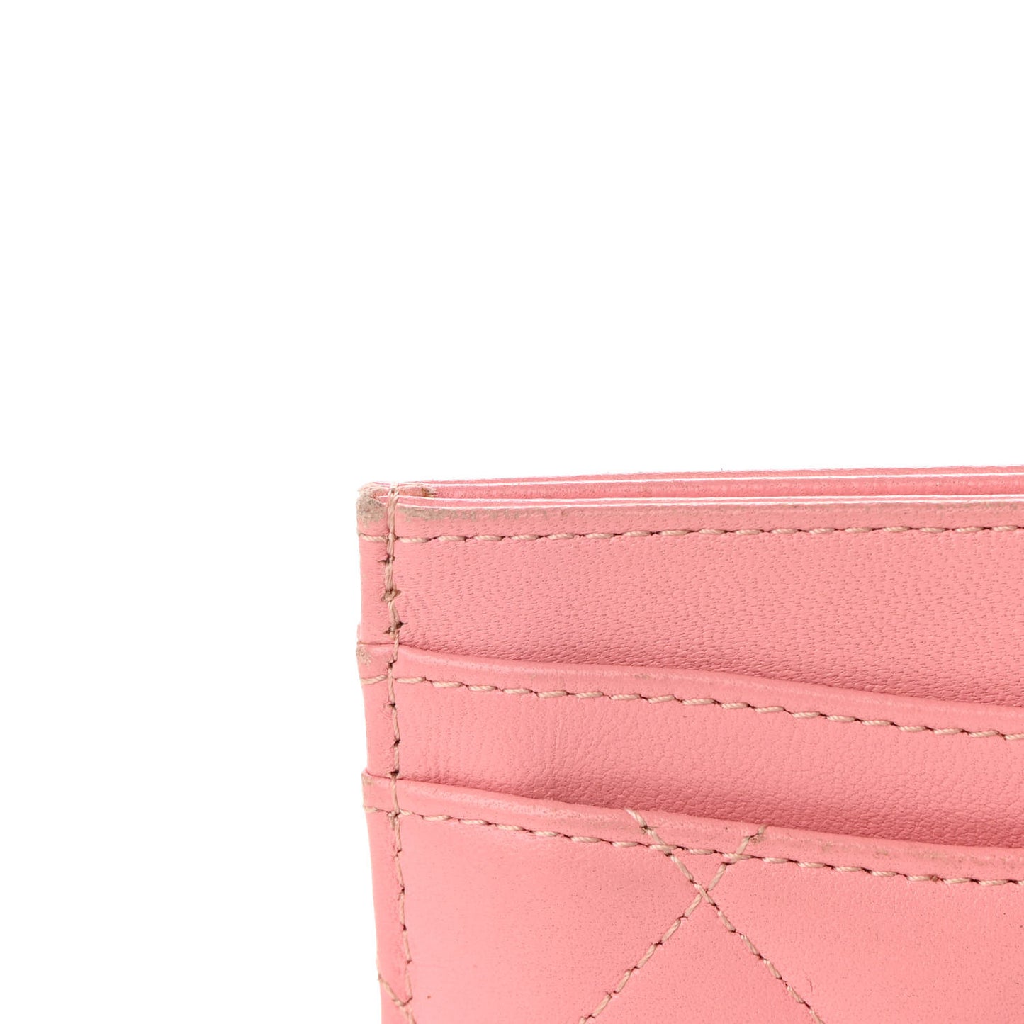 Lambskin Quilted Card Holder Pink