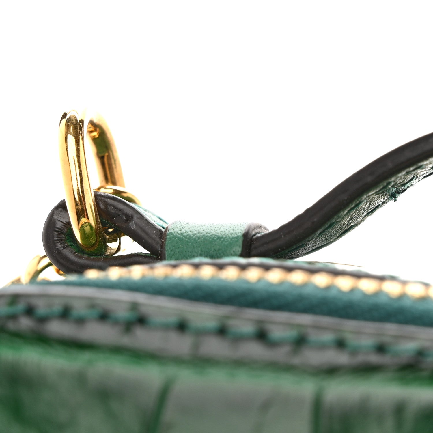 Chloe Calfskin Crocodile Embossed Mini C Vanity Bag Woodsy Green