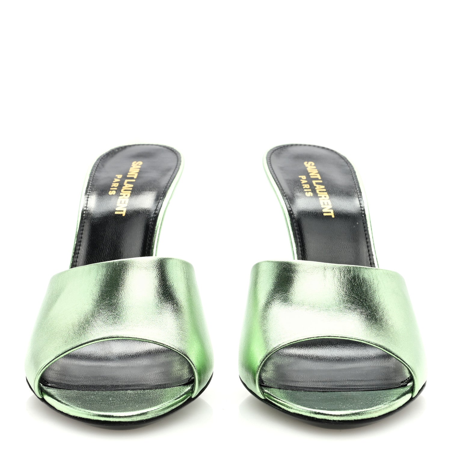 Saint Laurent Metallic Nappa La 16 Mule Sandals 39 Green 2 of 6