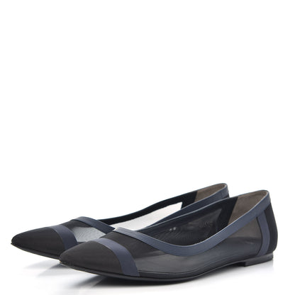 Fendi Mesh Skimmer Ballerina Flats 41.5 Navy Black 3 of 8