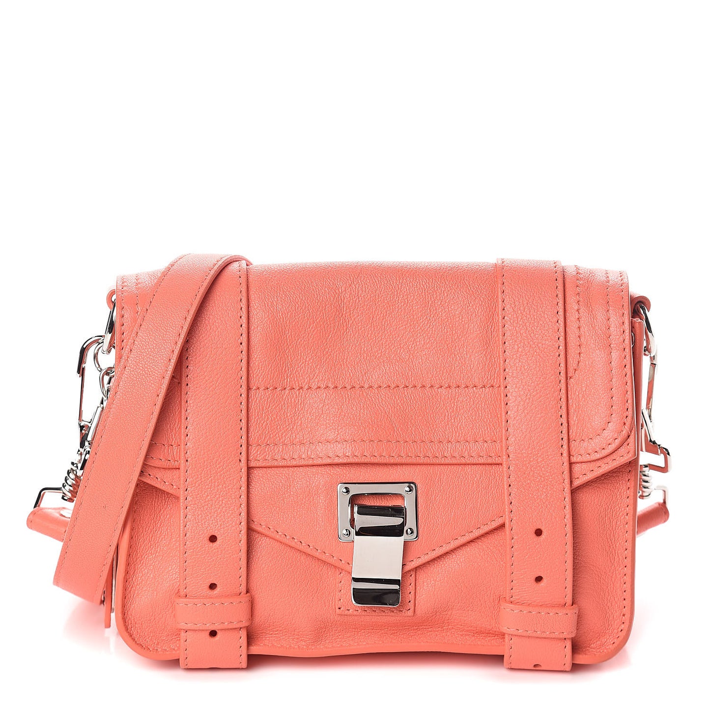 Lambskin PS1 Mini Pouch Messenger Bag Neon Coral