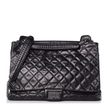 Chanel Metallic Calfskin Quilted XL Accordion Reissue Flap Black 1 of 10